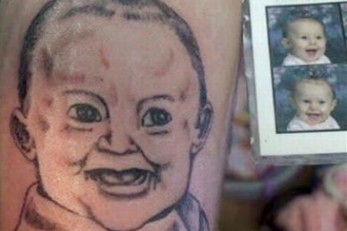 Неудачные татуировки портретов детей (15 фото)