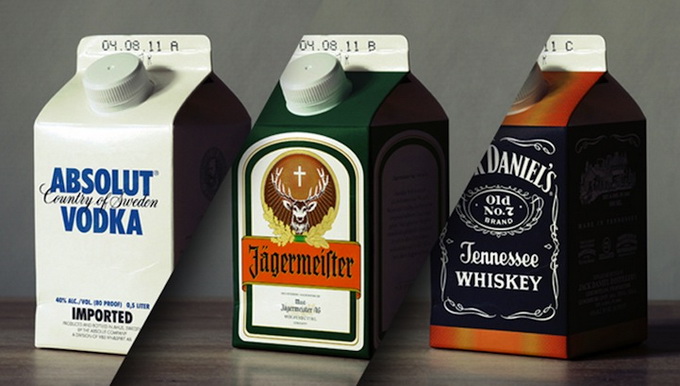 Алкоголь в молочных упаковках (4 фото)