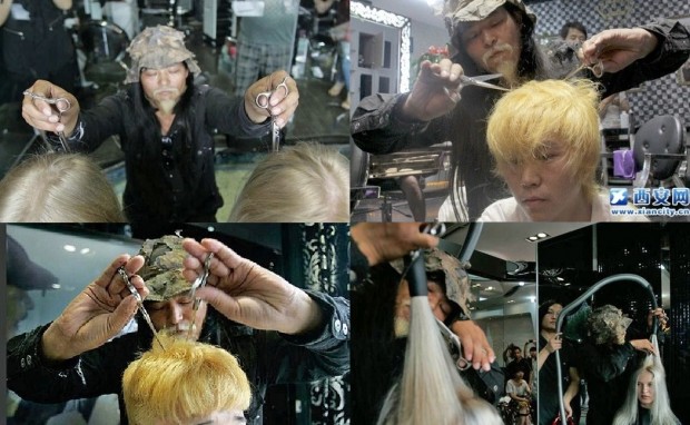 Китайский парикмахер стрижёт с закрытыми глазами (2 фото + текст)