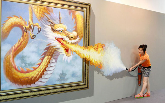 Выставка 3D живописи 2012 в Китае