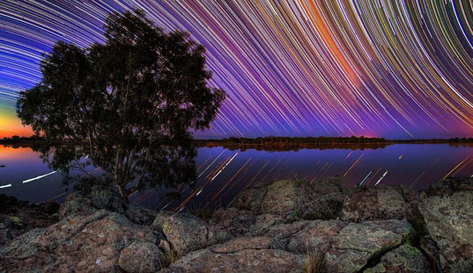 Путешествия звёзд по ночному небу Австралии
