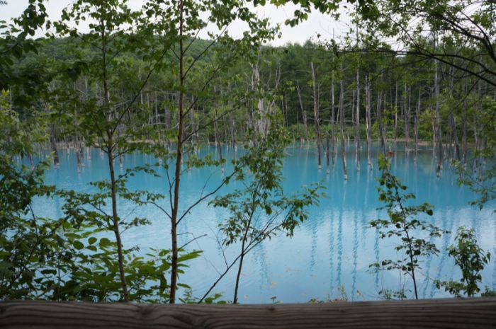 Голубое озеро в Японии