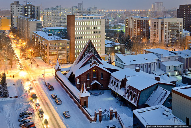Зимний Новосибирск с высоты