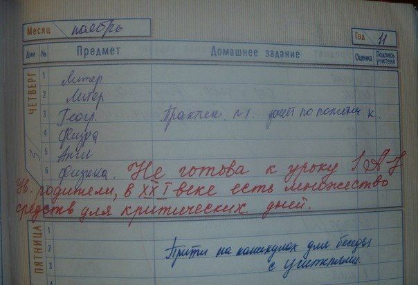 Записи в школьных дневниках (10 фото)