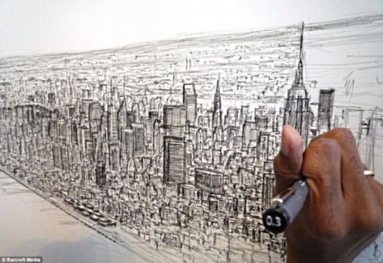 Аутист Стивен Вилтшер нарисовал по памяти огромную панораму Нью-Йорка (4 фото + текст)