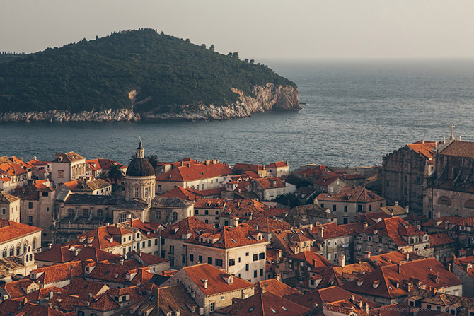 Древний городу в Хорватии с высоты птичьего полёта