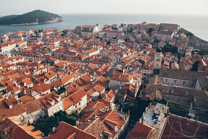 Древний городу в Хорватии с высоты птичьего полёта