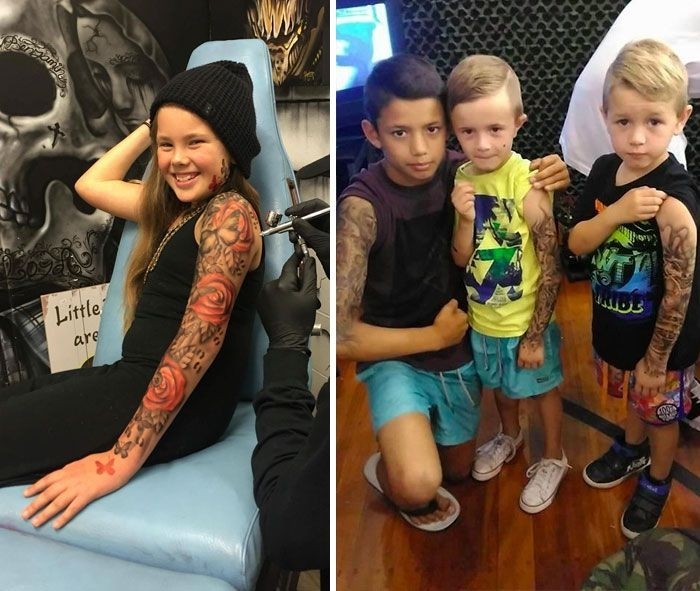 Тату мастер порадовал детишек временными татуировками