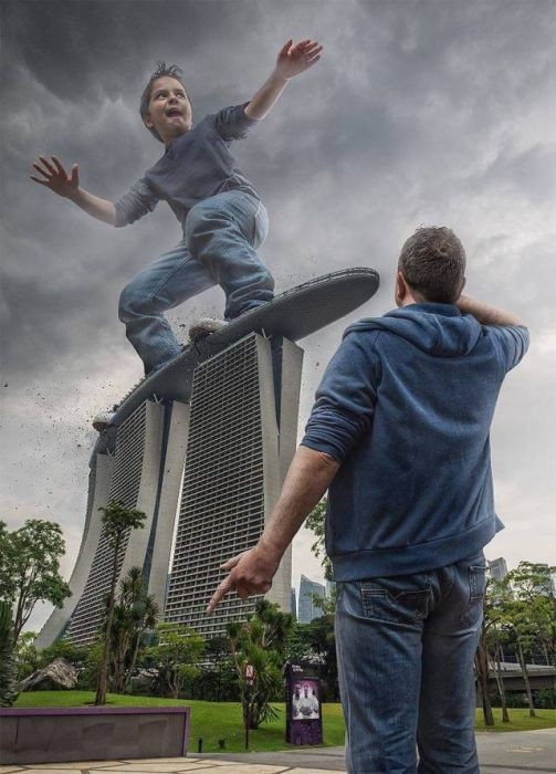 Отец с помощью фотошопа создает удивительные фото со своим сыном