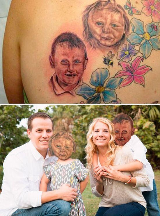 Неудачные татуировки с лицами людей и головами животных (15 фото)