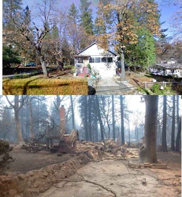 Калифорнийский город Парадайс до и после пожара (28 фото)