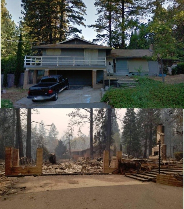 Калифорнийский город Парадайс до и после пожара (28 фото)