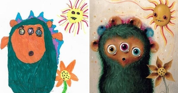 Профессиональные художники превращают детские каракули в уникальные картины (51 фото)