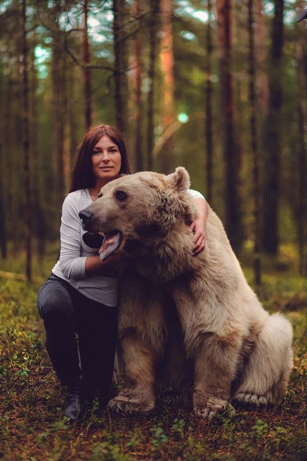 Красивая девушка с медведем (10 фото)