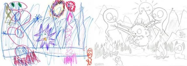 Детские рисунки перерисовывают профессиональные иллюстраторы (45 фото)