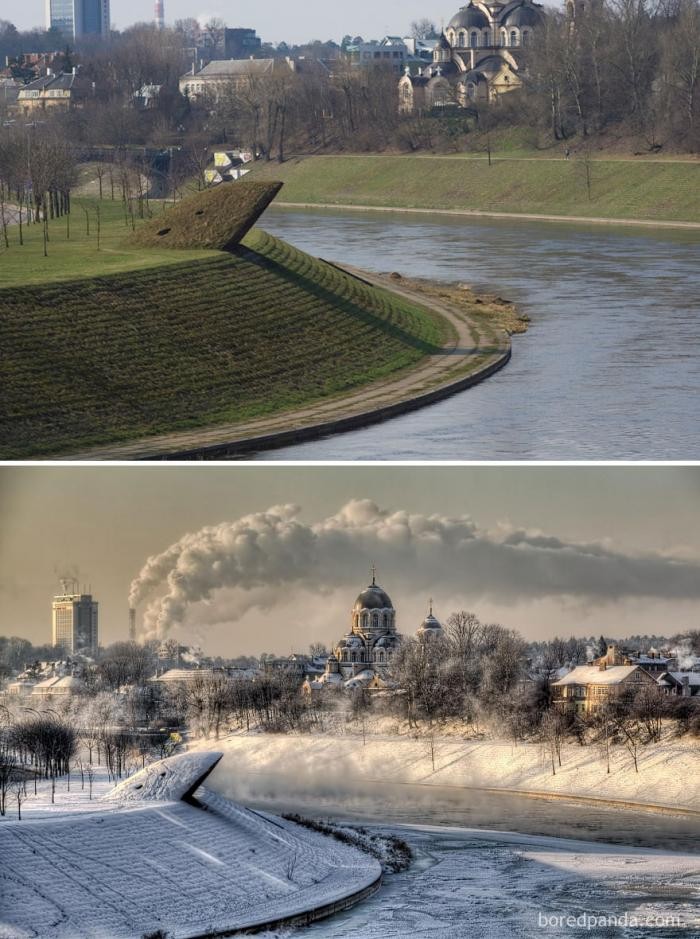 Волшебные места до и во время зимы (11 фото)