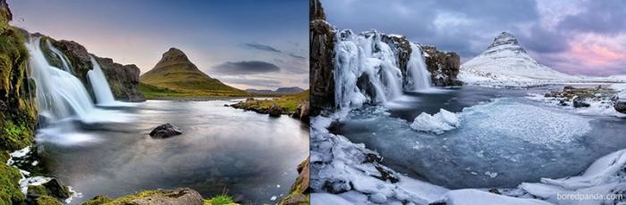 Волшебные места до и во время зимы (11 фото)
