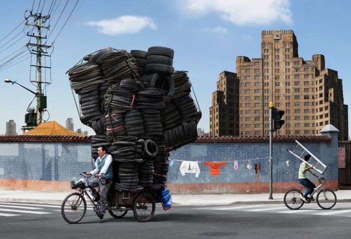 Мастера перевозок груза на велосипеде (9 фото)