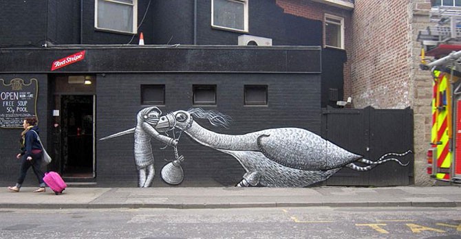 Удивительное уличное искусство от Phlegm (16 фото)