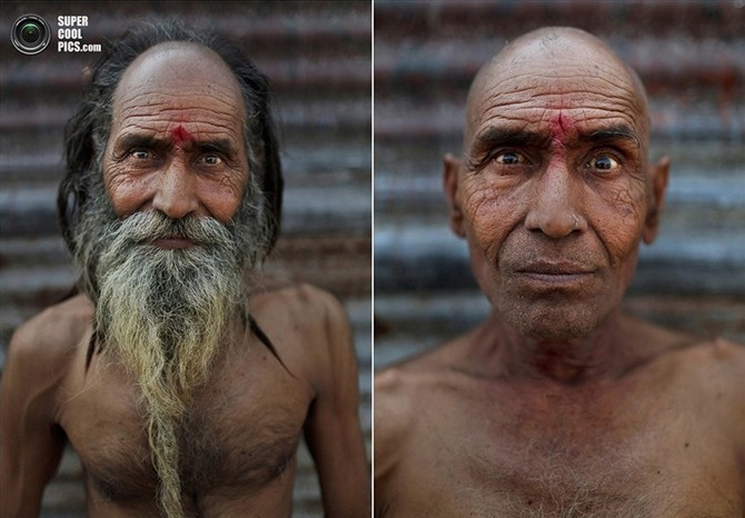 Портреты садху до и после инициации (5 фото)