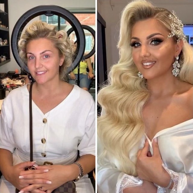 Невесты до и после профессионального макияжа (23 фото)