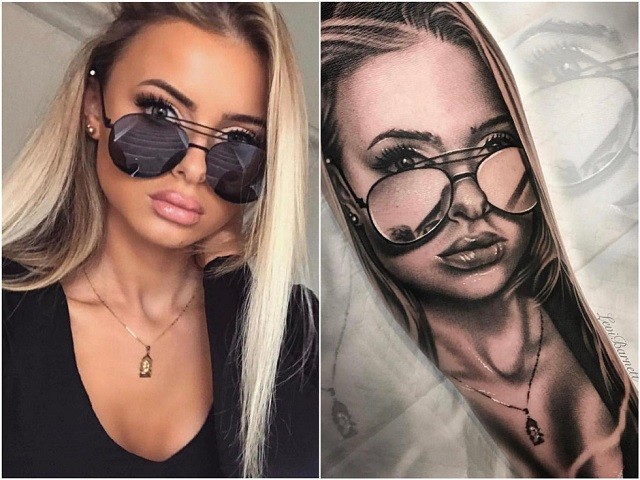 Портрет девушки стал эскизом для татуировок для людей (15 фото)