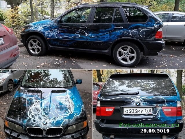 Аэрография на машинах: красивая и не очень (30 фото)