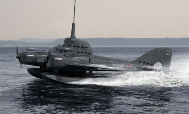 Летающая подводная лодка секретный проект СССР (4 фото)