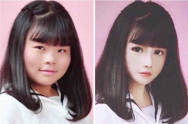 Азиатки начали использовать технологии вместо макияжа (12 фото)
