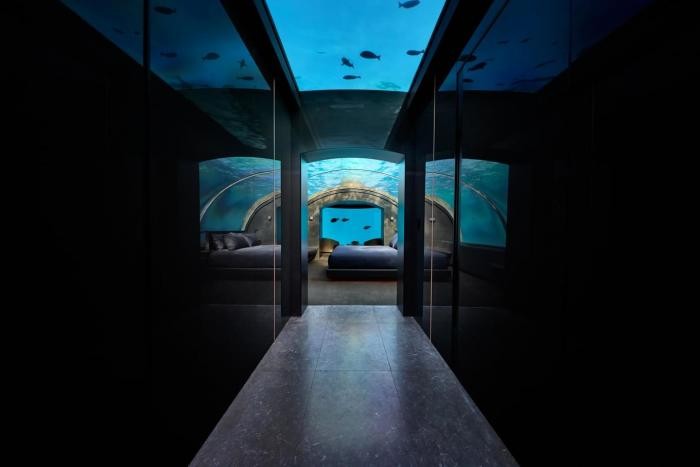 Подводная вилла в отеле на Мальдивах (19 фото)