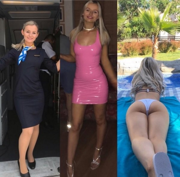 Стюардессы в униформе и без неё (24 фото)