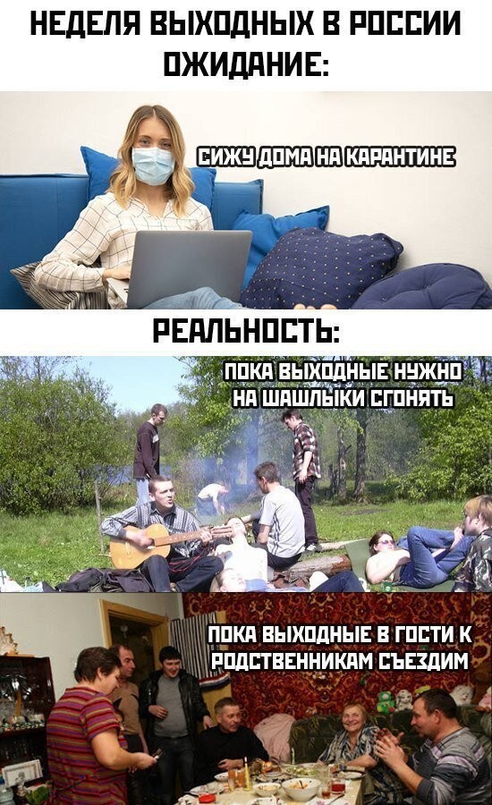 В социальных сетях россияне шутят про выходную неделю (15 фото)