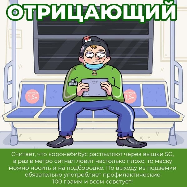 Художник Martadello показал, какие персонажи появились в метро из-за пандемии коронавируса (6 фото)