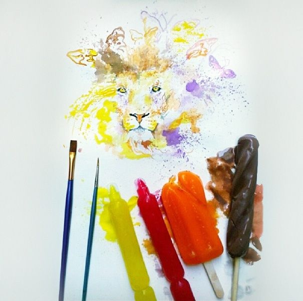 Картины Османа Томы, нарисованные мороженым (5 фото)