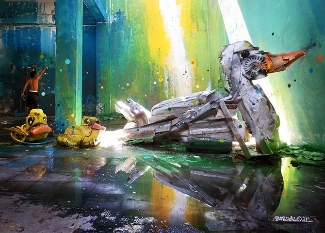 Потрясающий стрит-арт, сделанный из мусора (19 фото)