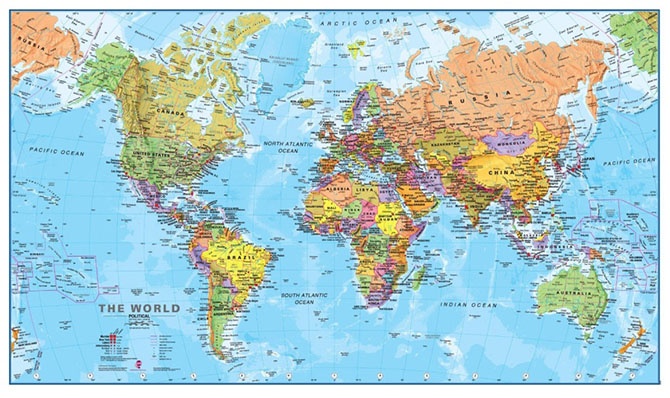 Как выглядят карты мира  в разных странах (7 фото)