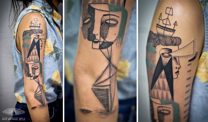 Кубизм в татуировке (20 фото)