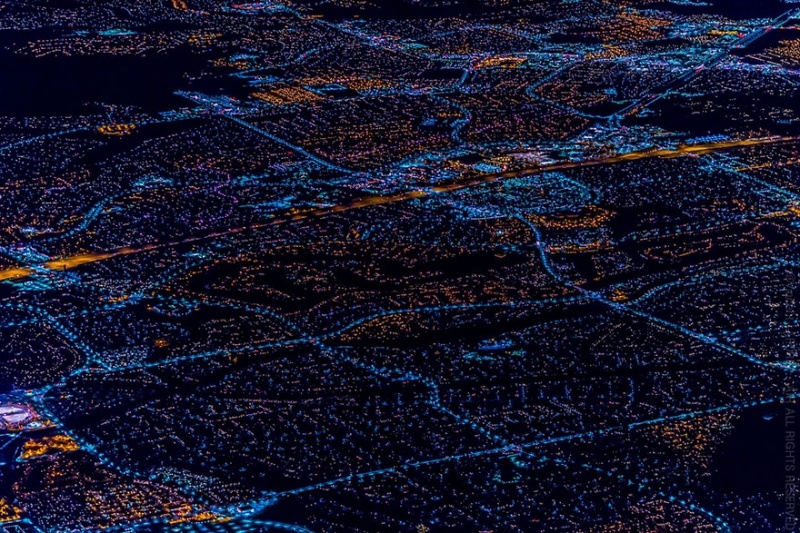Ночной Лас-Вегас с высоты 3 тысяч метров