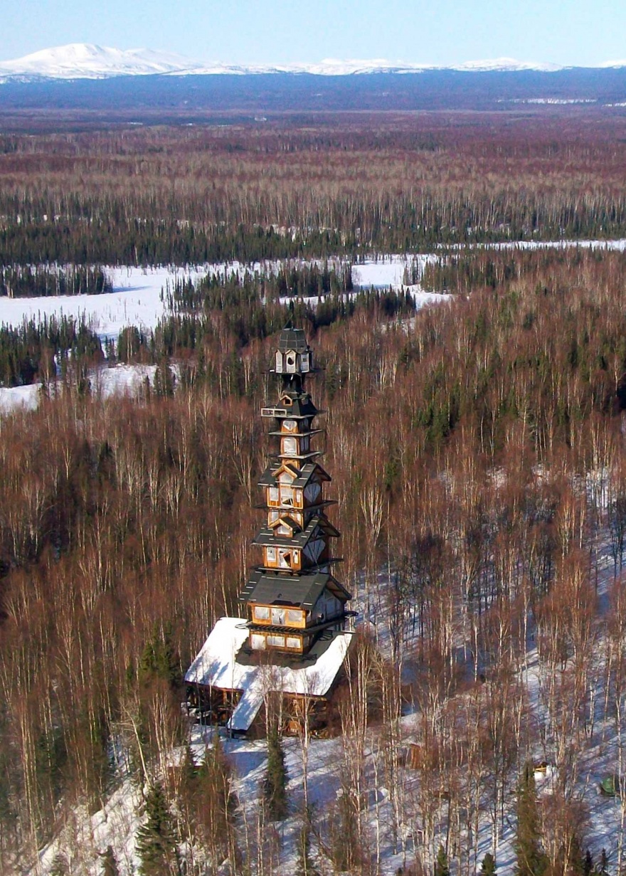 Двенадцатиэтажная избушка в лесах Аляски (9 фото)