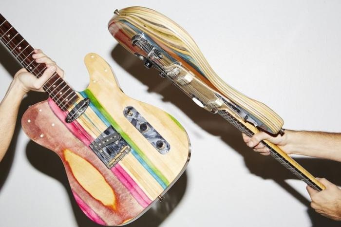 Создание электрогитары из старых скейтбордов (7 фото)