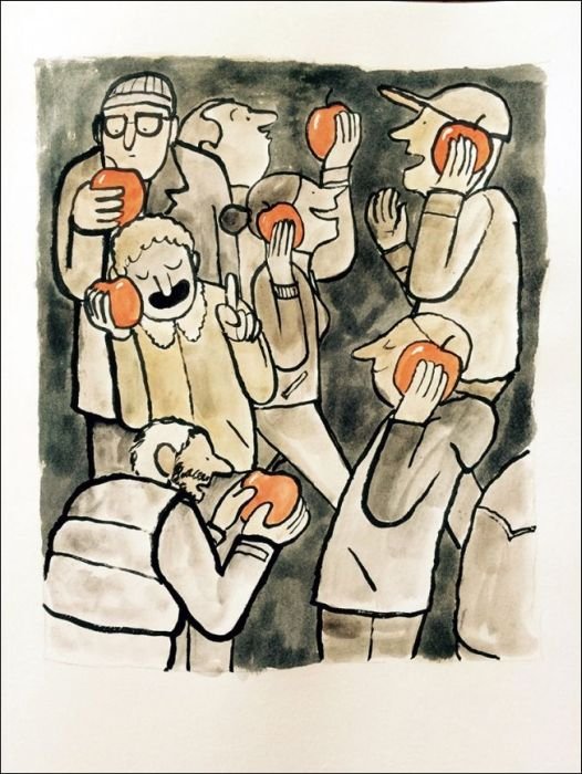 В рисунках Жана Жюльена выражена зависимость современного человека от смартфонов  (20 картинок)