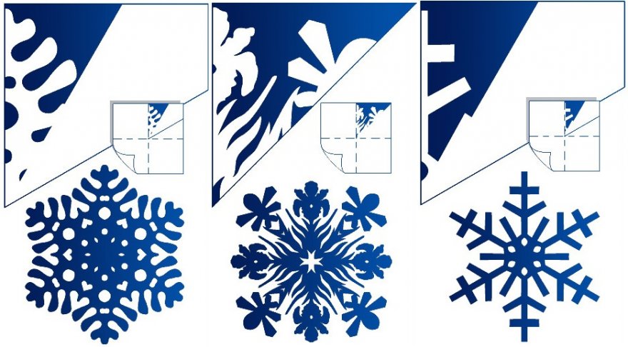 Интересные схемы снежинок из бумаги