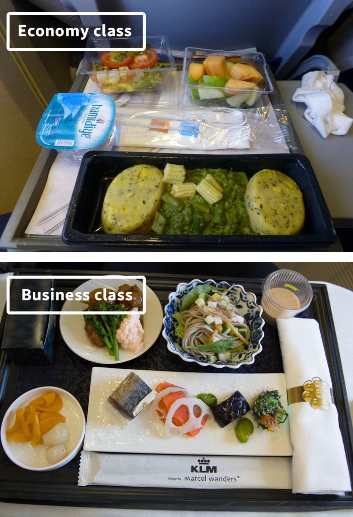 Что едят в самолётах известных авиакомпаний: эконом-класс vs бизнес-класс