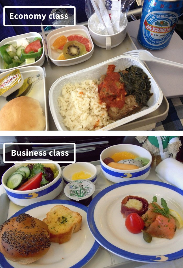 Что едят в самолётах известных авиакомпаний: эконом-класс vs бизнес-класс