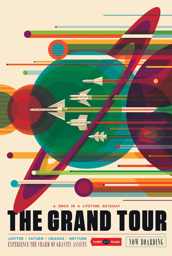 Ретро-плакаты о космических путешествиях опубликованные NASA
