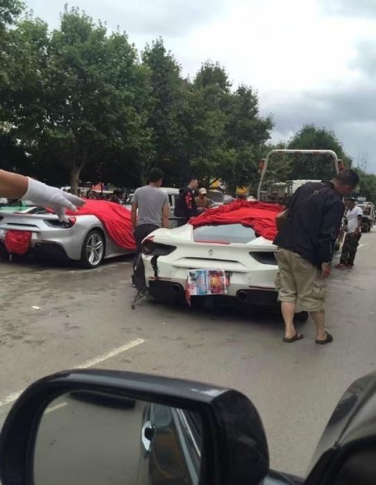 Пытаясь спасти щенка, китайцы разбили два суперкара Ferrari (10 фото)