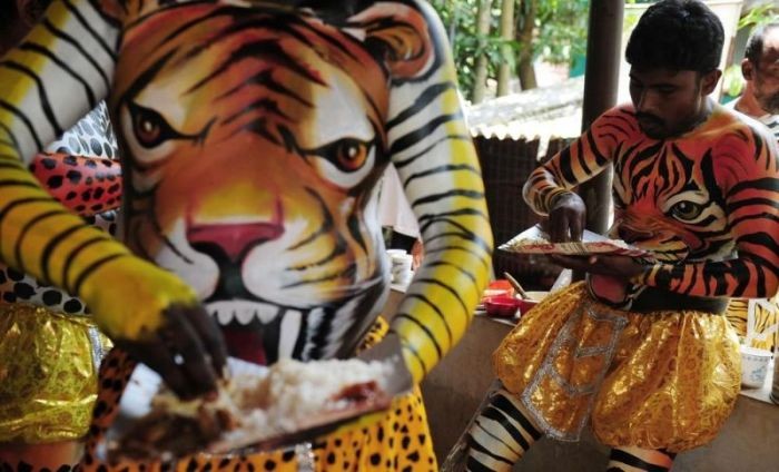Тигриный фестиваль Пули Кали в Индии (12 фото)