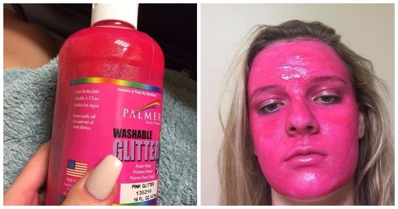Девушка намазала лицо розовой "смывающейся" краской, но после смывки её ждал сюрприз (5 фото)