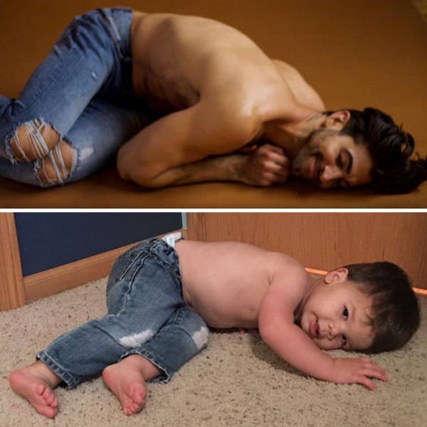 1,5-годовалый малыш воссоздает фото своего дяди-модели (22 фото)