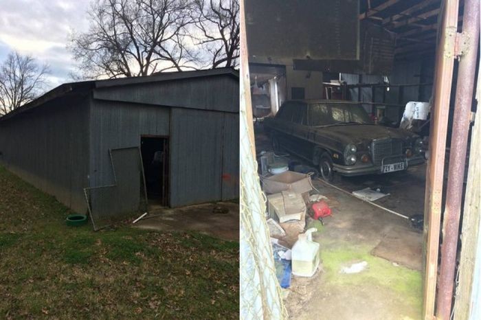 В заброшенном гараже нашли раритетный автомобиль (8 фото)